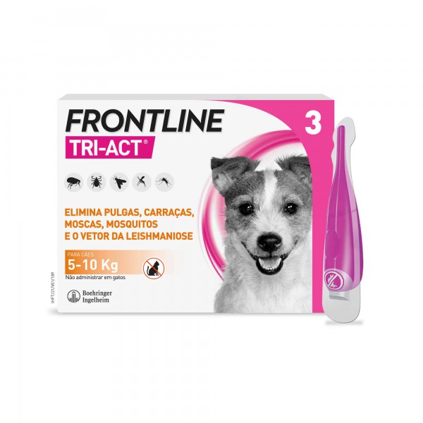 Frontline Tri-Act S Solução Cão_ 5-10kg - 1ml (x3 unidades)