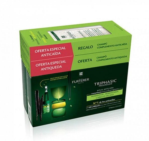 René Furterer Triphasic Progressive Monodoses antiqueda - 5,5 ml (x8 unidades) + Oferta Champô complemento antiqueda - 100 ml