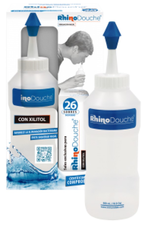 Rhinodouche Nasal Garrafa + Sal XL Sais de irrigação com xilitol 5 g (x26 saquetas)