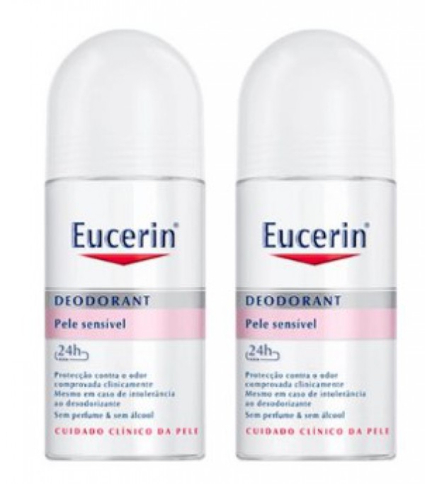 Eucerin Desodorizante Pele Sensível 24h Roll on - 50ml (DUO com Desconto de 50% na 2ª Embalagem)
