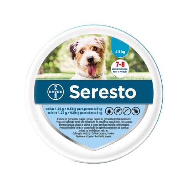 Seresto Coleira 1,25g+0,56g Cão < 8kg