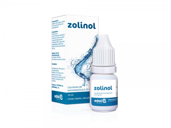 Zolinol , 0.25 mg/ml Frasco conta-gotas - 10ml Gotas nasais solução