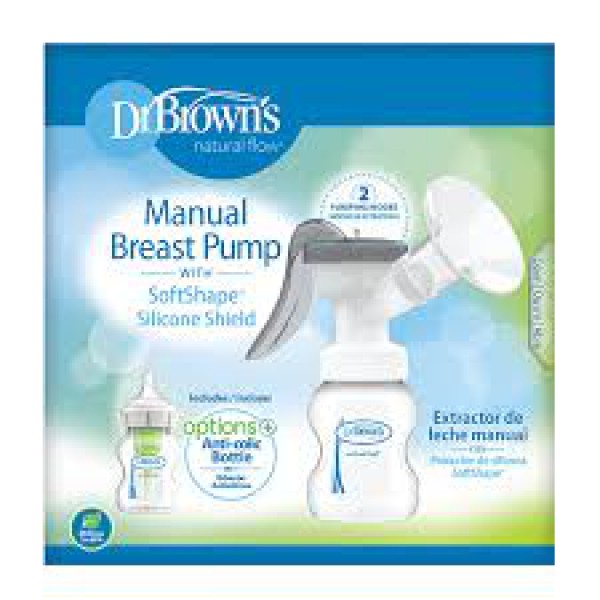 Dr Brown'S Options Natural Flow Bomba manual Tirar leite materno + SoftShape Funil + Options+ Biberão anti-cólicas - 150ml