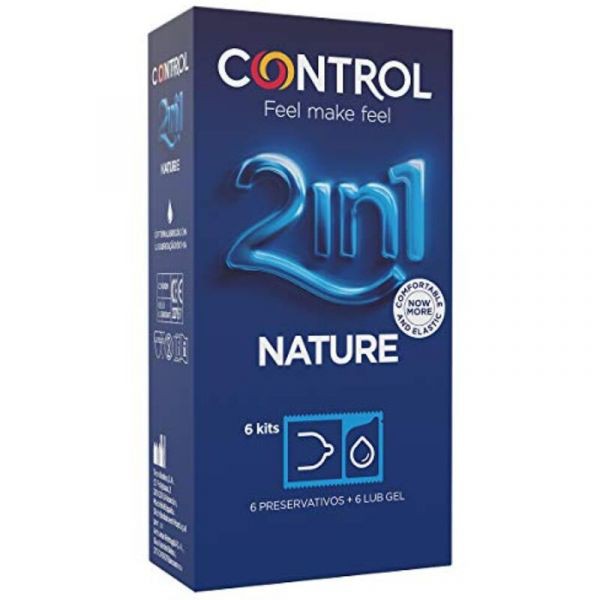 Control 2in1 Nature Kit Preservativos (x6 unidades) + Gel Lubrificante  (x6 unidades)