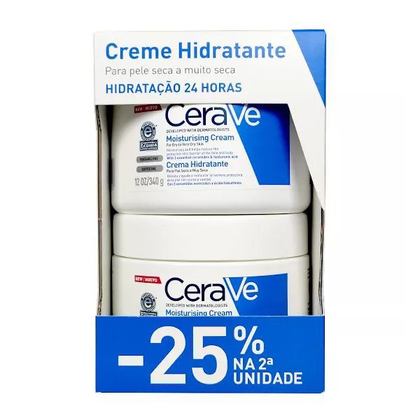 CeraVe Creme hidratante diário - 340g (DUO c/ Desconto 25% 2ª Embalagem)