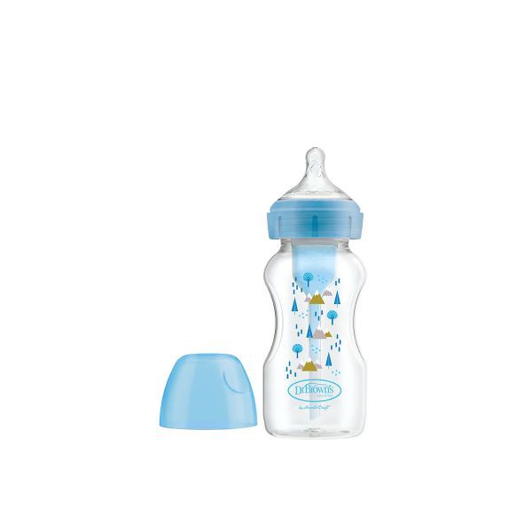 Dr Browns Option Plus Biberão_ Largo_tetina Silicone_AZUL - 270ml
