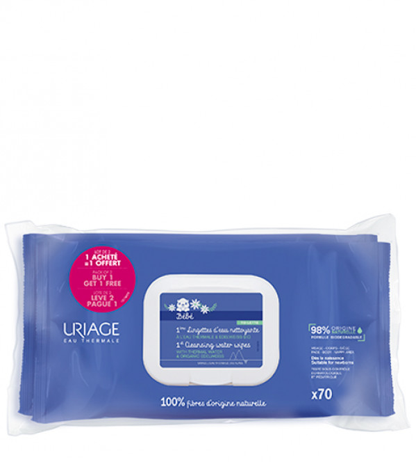 Uriage Bebé Toalhetes 1ª água (x70 unidades) Duo