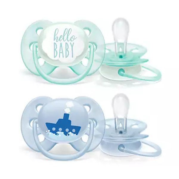 Philips Avent Chupeta_ Ultra Soft _ Decorada_ 0-6M_Boy (x2 unidades)