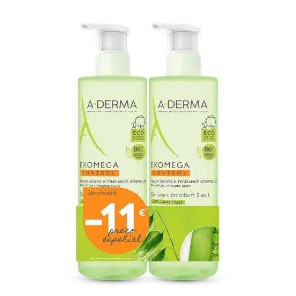 A-Derma Exomega Control Gel Corpo & Cabelo - 500 ml  (DUO c/ Desconto)