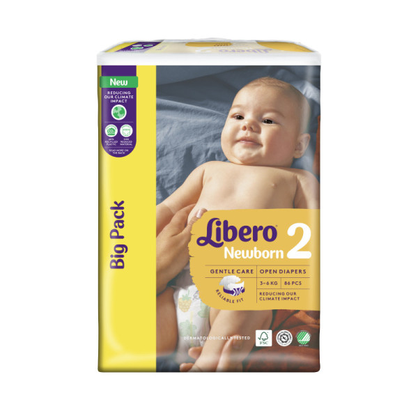 Libero Newborn_Tamanho 2 _ 3-6Kg (x86 fraldas)