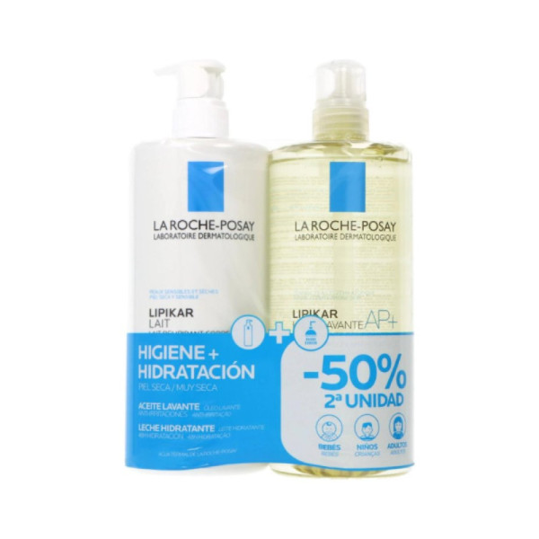 La Roche Posay Lipikar Leite - 750ml +  La Roche Posay Lipikar Oleo Lavante - 750ml (pack promocional)