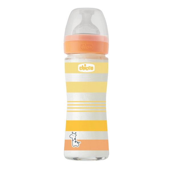 Chicco Biberão Well Being Vidro_ Laranja_Slow - 240ml