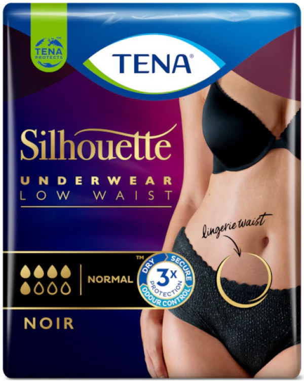 Tena Silhouette Cueca Preto _ Tam. M_Cintura Baixa (x10 unidades)