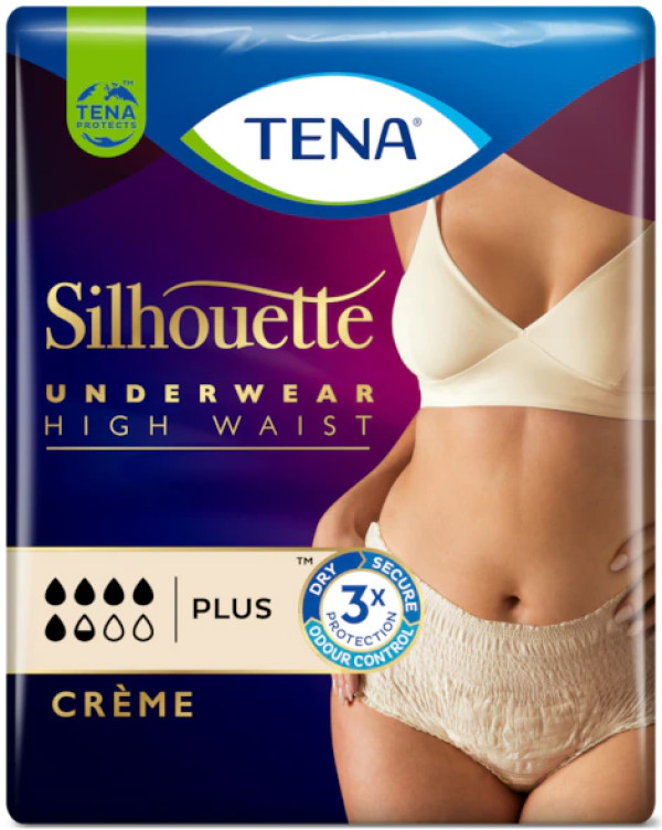 Tena Silhouette Cueca Creme_Tam L_ Cintura Alta (x8 unidades)