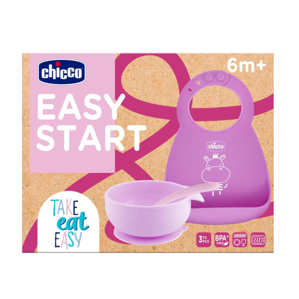 Chicco Conjunto Papa Silicone_ Rosa_ 6M+