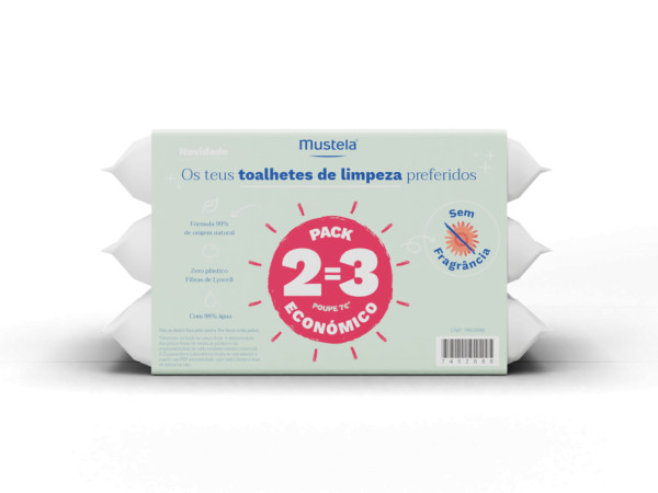 Mustela Bebe Toalhete Limpeza S/ Perfume 2=3