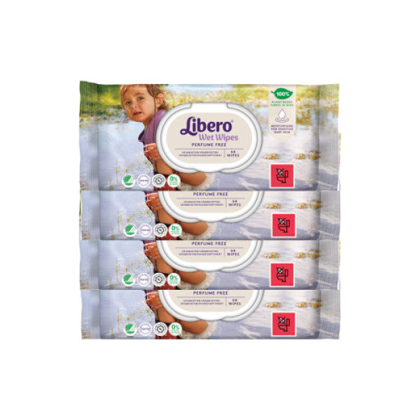 Libero Wet Wipe Toalhete Higiene Bebé (x64 unidades) Pack 4 embalagens