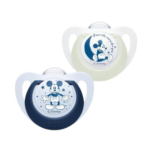 Nuk Star Chupeta Silicone Mickey Night_ 18-36M (x2 unidades)