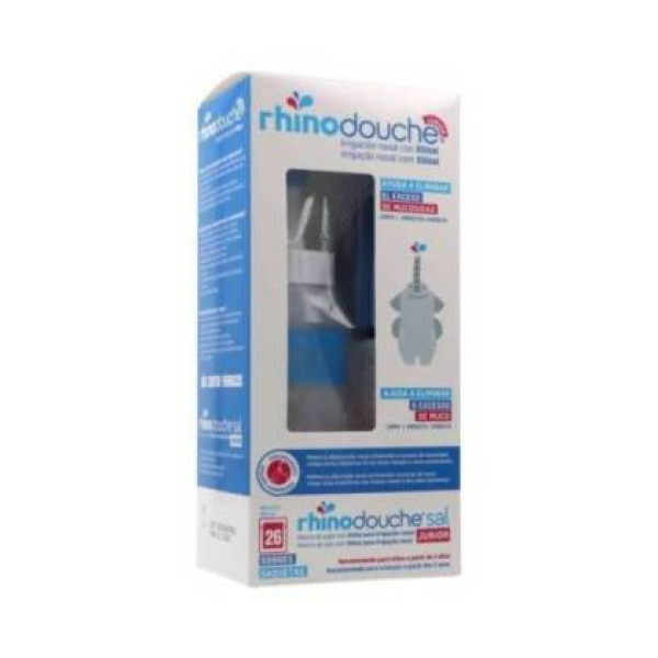 RhinoDouche Junior Irrigação Nasal Garrafa + Sal Junior Sais irrigação c/ xilitol  - 2,5g (x26 saquetas)