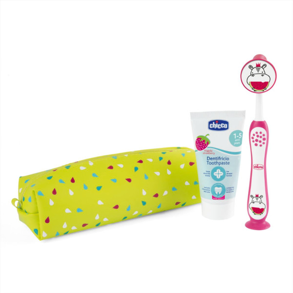 Chicco Conjunto Higiene Oral Hippo Rosa _3-6A