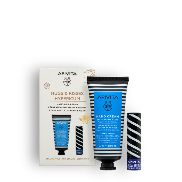 Apivita Hugs and Kisses Creme Mãos Hipericum 50ml + Stick Labial Cacau 4,4g Apivita Hugs and Kisses Creme Mãos Hipericum 50ml + Stick Labial Cacau 4,4g