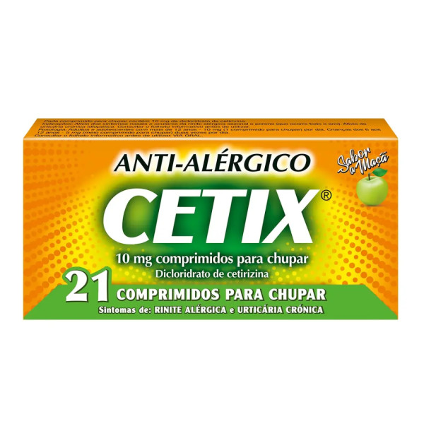Cetix , 10 mg Blister x 21 Unidade(S) Comprimidos de Chupar Cetix , 10 mg Blister x 21 Unidade(S) Comprimidos de Chupar