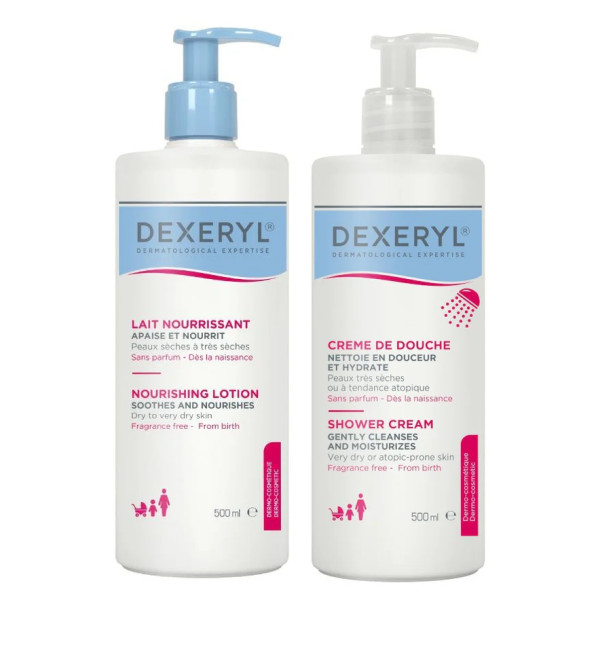 Dexeryl Loção Nutritiva - 500 ml + Creme Duche - 500 ml (-75%) Dexeryl Loção Nutritiva - 500 ml + Creme Duche - 500 ml (-75%)