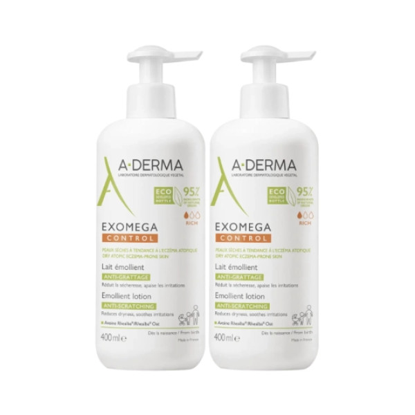 A-Derma Exomega Control Leite Emoliente - 400ml (Pack Duplo) A-Derma Exomega Control Leite Emoliente - 400ml (Pack Duplo)