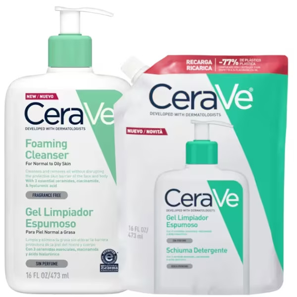 Cerave Gel Espuma Limpeza - 473Ml + Recarga 473ml Cerave Gel Espuma Limpeza - 473Ml + Recarga 473ml