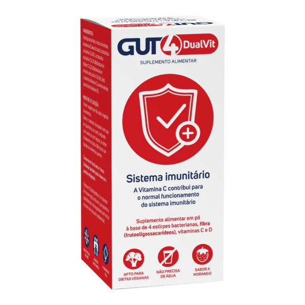Gut4 Dual-Vit Saquetas Pó Morango (x14 unidades)
