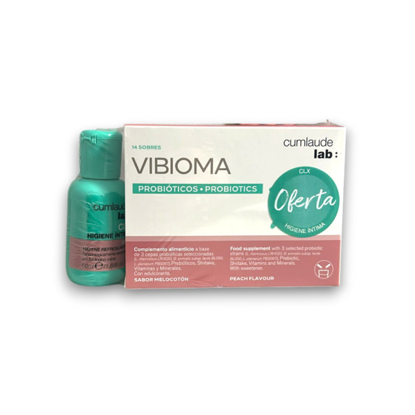 Cumlaude Vibioma (x14 saquetas) + Oferta Higiene Intima ClX - 50ml Cumlaude Vibioma (x14 saquetas) + Oferta Higiene Intima ClX - 50ml