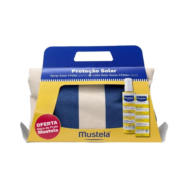 Mustela Solar Spray SPF50 200ml + Leite Rosto + Oferta saco praia