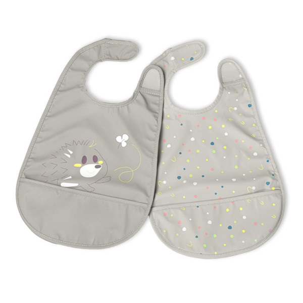 Chicco 16301350000 Babete Tecido Cinza 6M+ x2 unidades