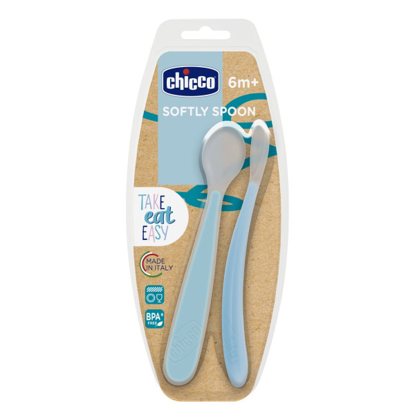 Chicco 6828260000 Colher Silicone Azul 6M+ X2