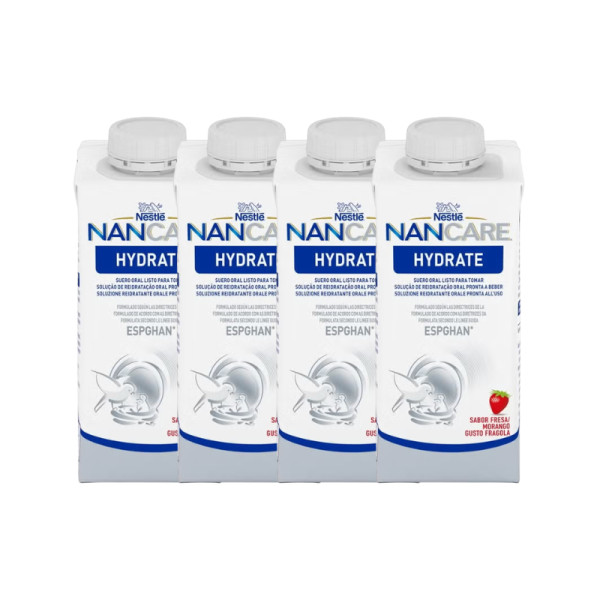 Nancare Hydrate Solução Rehidratante Oral Morango 200ml (x4 Unidades)