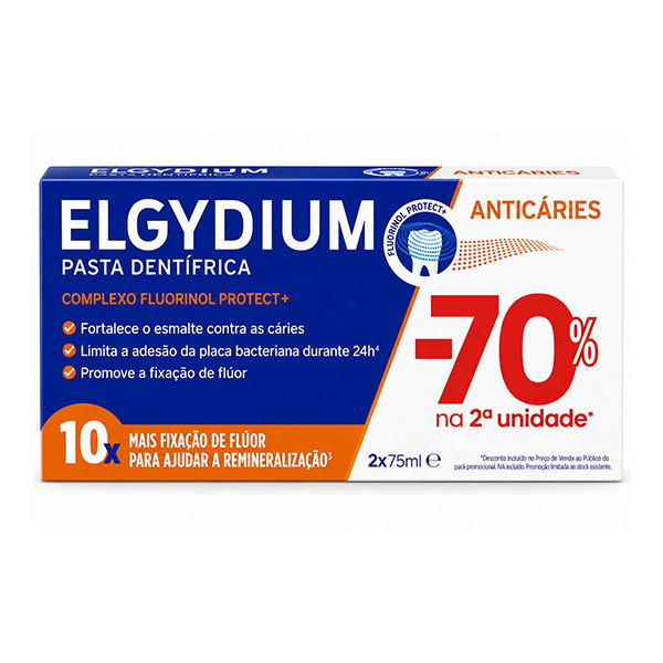 Elgydium Duo Past Dentes Prevenção Caries - 70% 2 unidades