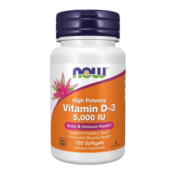 Now Vitamin D3 (5000IU) X 120 Capsulas moles