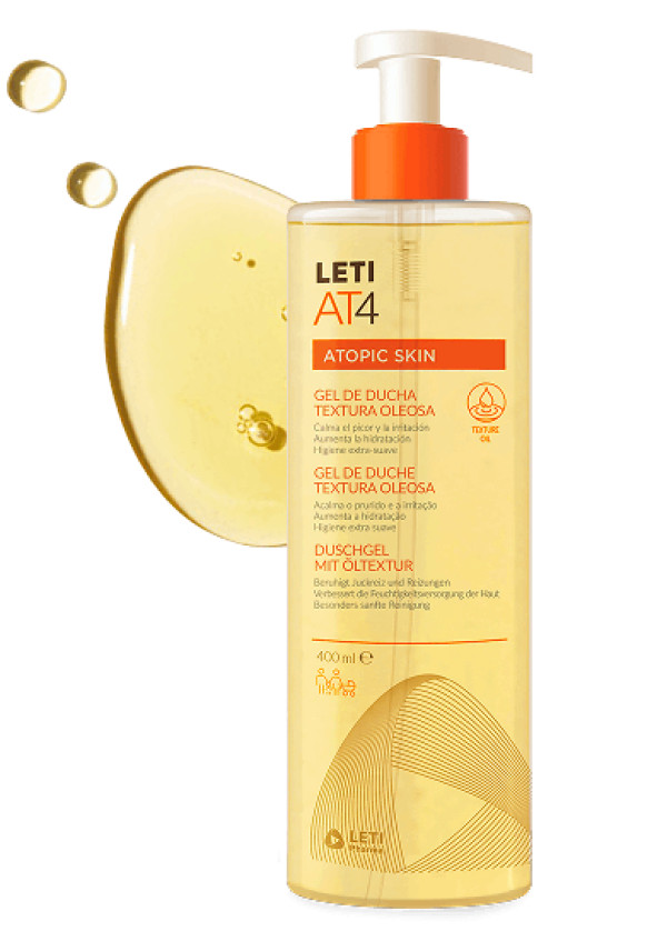 Leti AT4 Gel Banho Textura Oleosa Pele Atópica 400Ml