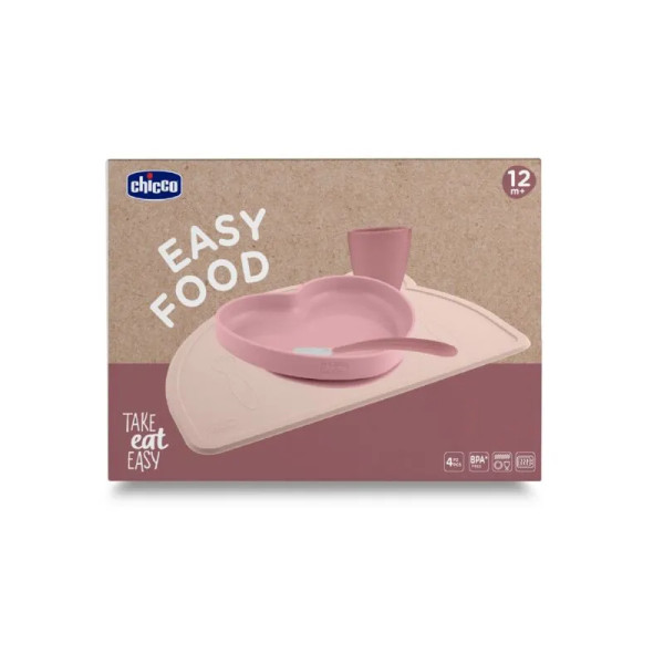 Chicco Conjunto Papa Silicone Rosa 12m+
