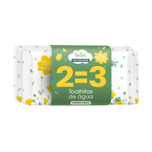 Klorane Bebe Toalhete Agua Limpeza (3 x 60 unidades) Klorane Bebe Toalhete Agua Limpeza (3 x 60 unidades)