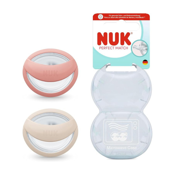 Nuk Perfect Match Chupeta Bege e Vermelho 0-6M x2