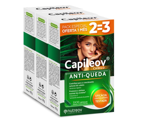 Nutreov_Capileov Cápsulas Anti Queda (x30 unidades) PACK 3 embalagens