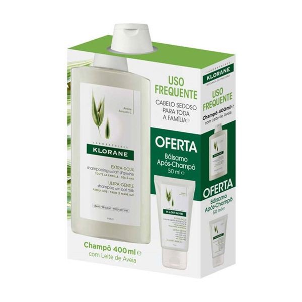 Klorane Capilar Champô Leite Aveia - 400ml + Oferta Bálsamo Aveia - 50ml