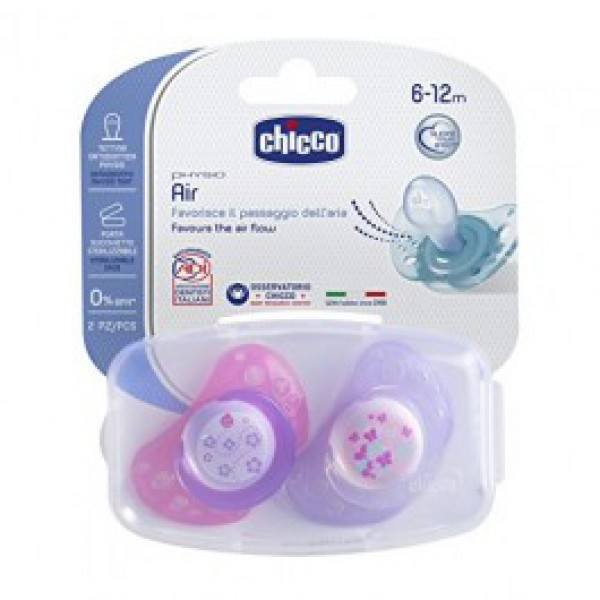 Chicco Chupeta Physio Air Rosa Silicone_ 6-12meses (x2 unidades)