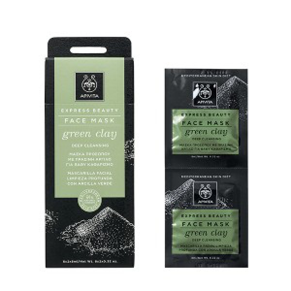 Apivita Express Beauty Máscara Limpeza Argila Verde - 8ml (x2 unidades)