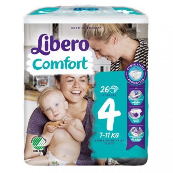 Libero Comfort_Tamanho 4_ Fraldas_ 7-11kg (x26 unidades)