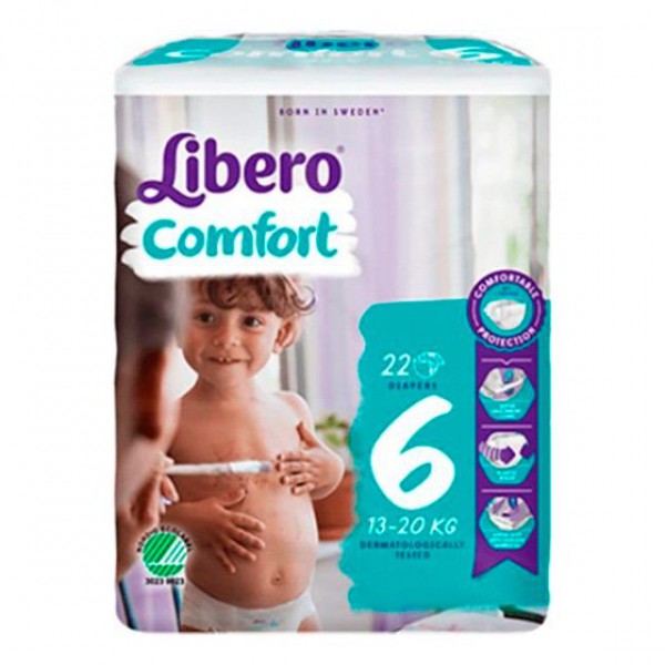 Libero Comfort_Tamanho 6_Fraldas_ 13-20kg (x22 unidades)