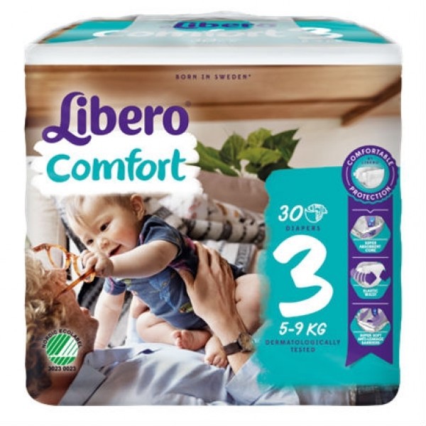 Libero Comfort_Tamanho 3_ Fraldas_ 5-9kg (x30 unidades)