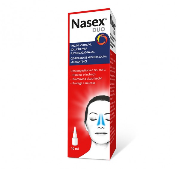 Nasex Duo , 1 mg/ml + 50 mg/ml Frasco 10 ml Solução pulverização nasal